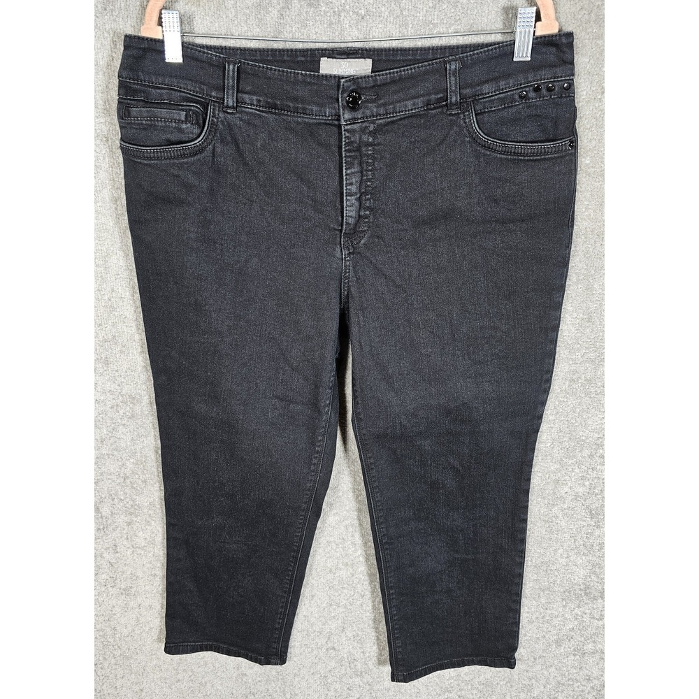 Chicos So Slimming Ankle Crop Jeans Womens Sz 2.5 US Sz 14 Black Stretch Denim